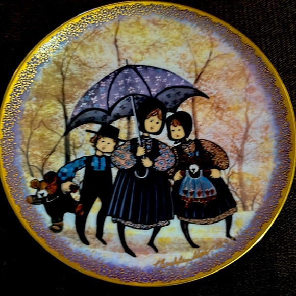 Anna Perenna Purple Umbrella Joyful Children Collection By P. Buckley Moss - Picture 1 of 5